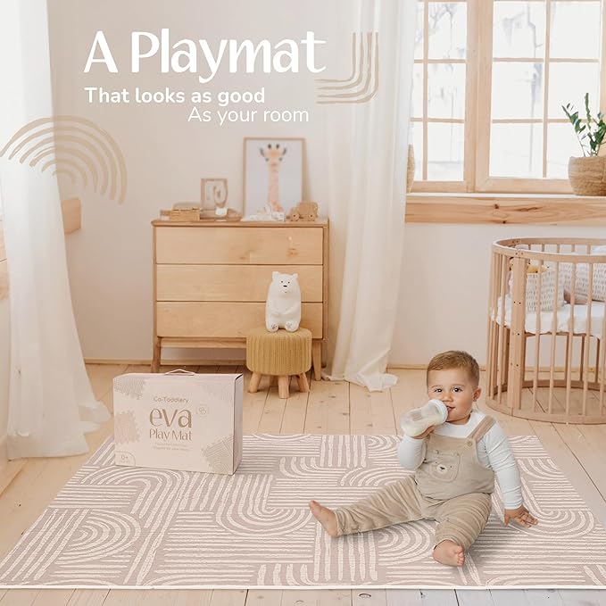 Baby Play Mat – Premium Foam Playmat for Babies & Toddlers, 67" x 48", Neutral Modern Look, Easy-Clean & Non-Toxic, Decor-Friendly Baby Floor Play Mat for Any Room. Co-Toddlery