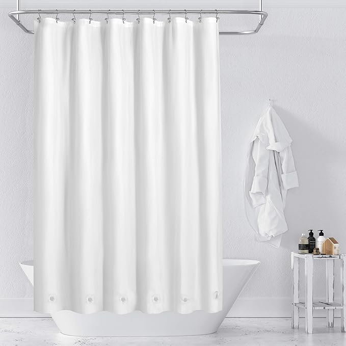 Barossa Design White Shower Curtain Liner with 6 Magnets - Waterproof PEVA Shower Liner for Bath Tub, 72" x 72" Standard Size, PVC Free & Metal Grommets - White, 72x72