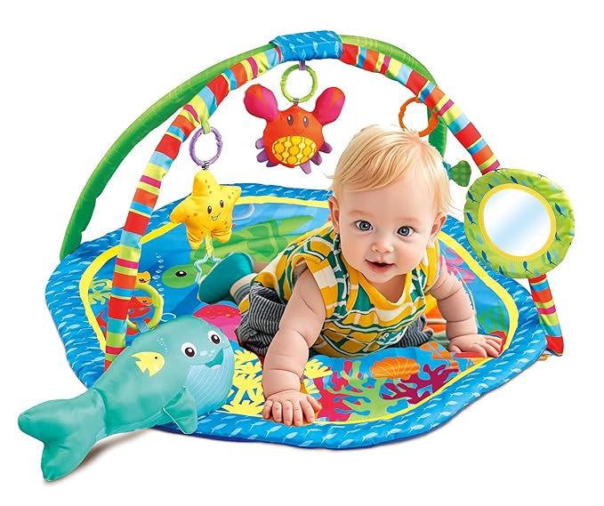 EMILYSTORES Baby Activity Play Gym Mats Ocean Park with Arches, Activity Toys, Animals Toys (L30 x W30 Inch)