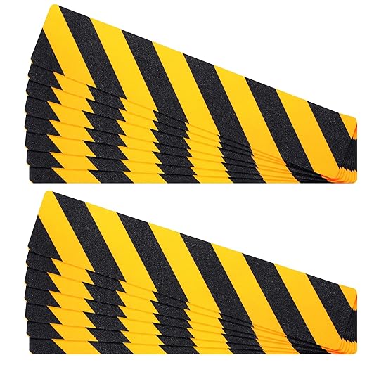 15 Pack Grip Tape for Stairs, 30 x 5.9 in Black and Yellow Anti Slip Tape High Traction Friction Abrasive Non Skid Safety Tapes for Steps Outdoor Waterproof