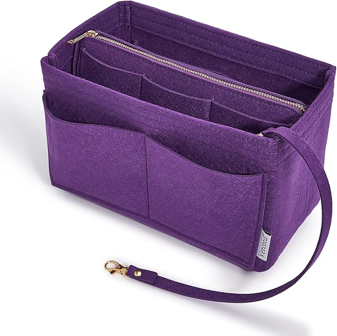 Vercord Felt Organizer Insert For Purse Handbag Tote Bag In Bag Inside Shaper Divider Neo Purple Medium