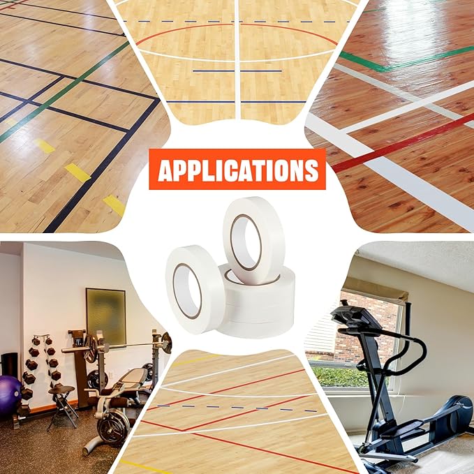 Frienda Floor Vinyl Tape 1/2inch Floor Marking Court Tape Outdoor Playing Field Marking Equipment for Social Distancing Gyms, Athletics, Equipment