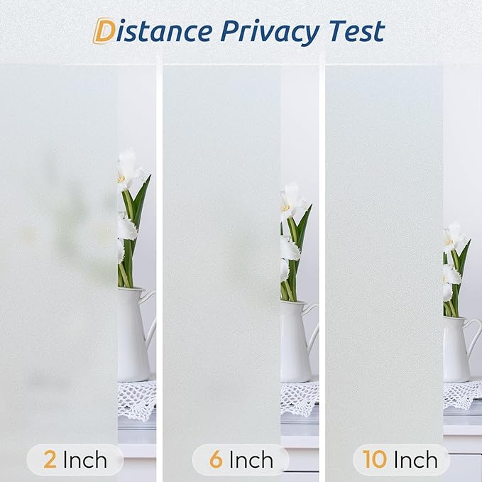 rabbitgoo Window Privacy Film, Frosted Glass Window Clings, Static Cling UV Heat Blocking Door Stickers for Home Bathroom, Removable Indoor Decal Coverings Day and Night, Pure, 35.4 x 157 Inches