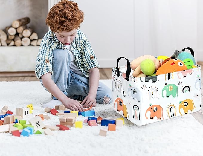 ACMUUNI Rectangle Gift Shelf Nursery Storage Basket Laundry Hamper Storage Box and Bins for Home Clothes with Handles