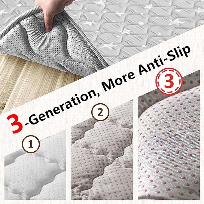 Beavtaens Baby Play Mat, 50x50 Playpen Mat, Thick Soft Foam Playmats for Baby, Foldable and Washable Crawling Mat for Floor (Gray Stars)