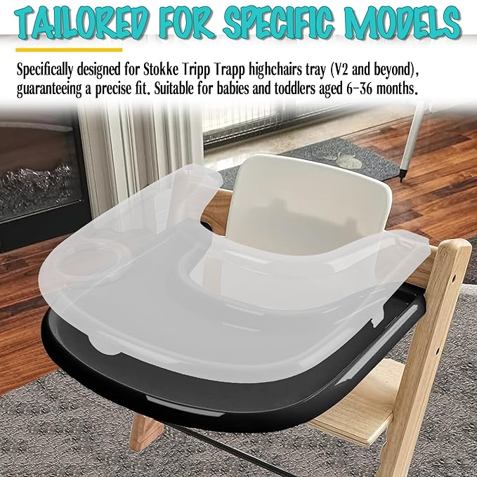 High Chair Tray Cover Compatible with Stokke Tripp Trapp Chair with Cup Holder - Smooth Surface and Strong Suction - Made with Food-Safe Plastic (BPA BPS BPF Lead Phthalate Free) - Clear