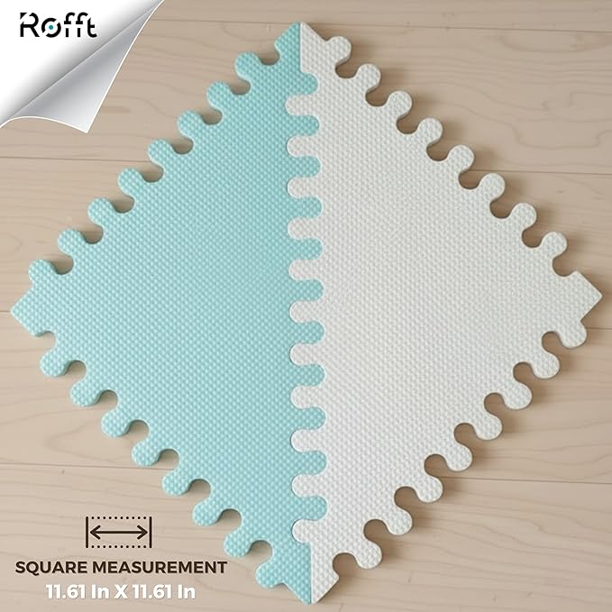 Little fun times Play Mat for Baby Large 72 Pieces, Assembled Total 64 x 64 inch 28,4 SqFt, Interlocking Floor Puzzle, EVA Tiles Playmat for Toddler and Kids, Two Colors Design with Edges.