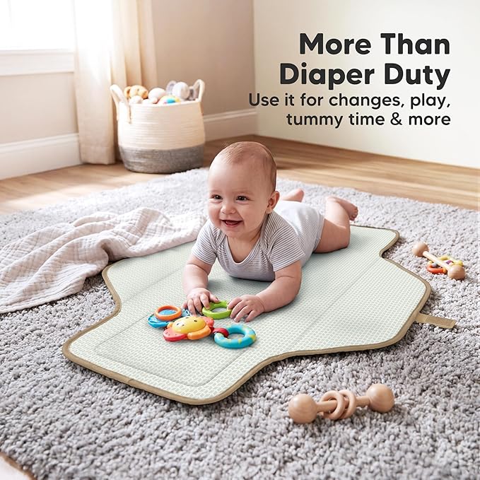 KeaBabies Portable Changing Pad for Baby, Travel – 26 x 21 Wipeable, Waterproof, Foldable Baby Diaper Changing Mat for Diaper Bag, Caddy, Car, Bed, Newborn, Compact Changer Mat Station (Rainbow)