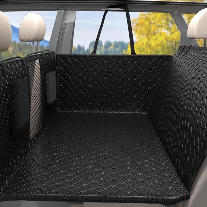 Back Seat Extender for Dogs Premium Waterproof Dog Seat Cover for Back Seat- Heavy-Duty Non-Slip Bench Protector Split Bench Access & Safety Leash Anchor Universal SUV/Truck/Car Fit