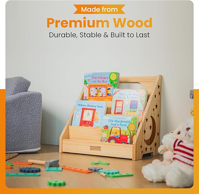 Hrssnsk Montessori Baby Bookshelf, Front-Facing Wooden Kids & Toddler Bookshelf, Nursery Book Organizer for Playroom