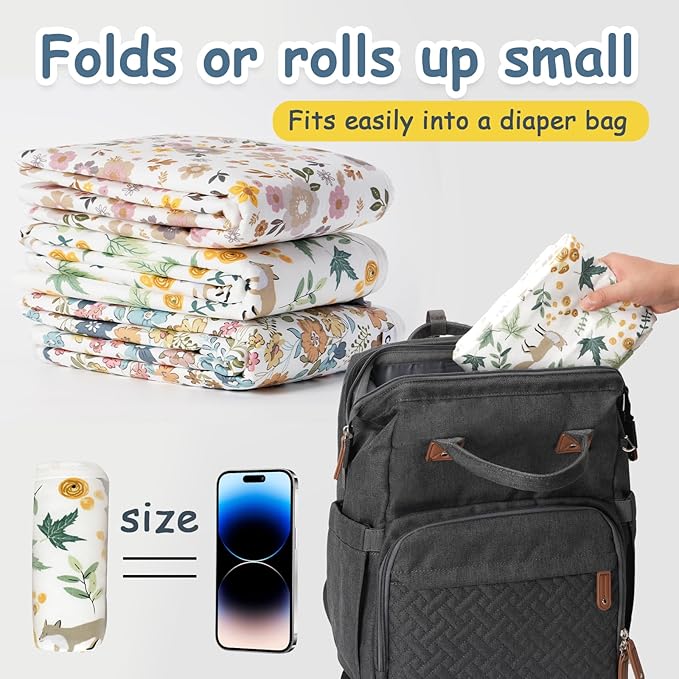 Coinarin Baby Diaper Changing Pad – 31.5" x 21.5" Extra Large Waterproof Absorbent Portable Changing Mat, Reusable Changing Pad Liner for Travel or at Home Use(Fox)