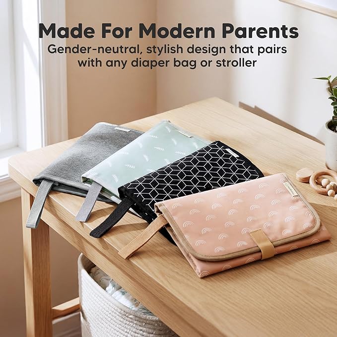 KeaBabies Portable Changing Pad for Baby, Travel – 26 x 21 Wipeable, Waterproof, Foldable Baby Diaper Changing Mat for Diaper Bag, Caddy, Car, Bed, Newborn, Compact Changer Mat Station (Sweet Pink)