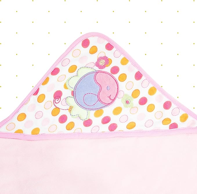 Spasilk Baby Bath Hooded Terry Towel with 3 Washcloths, Baby Bath Essentials, One Size, Pink Fish (Pack of 2)