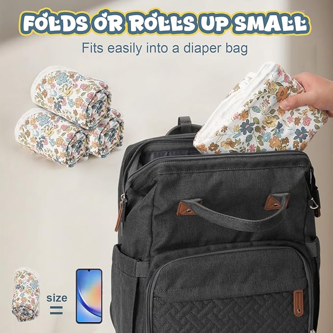 Coinarin Baby Diaper Changing Pad – 31.5" x 21.5" Extra Large Waterproof Absorbent Portable Changing Mat, Reusable Changing Pad Liner for Travel or at Home Use(Floral1)