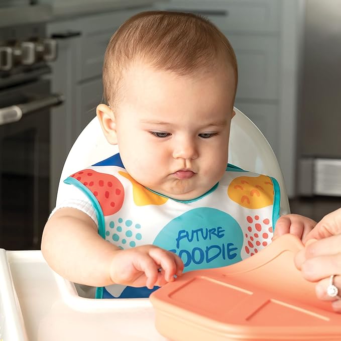 Tiny Twinkle Silicone Pocket Bibs - Waterproof, Food Catching, Mess-Proof Bibs for 6-24 Months Baby Boy and Girl, Toddlers