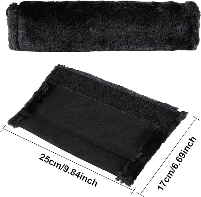 MOONET 2 Packs Car Seatbelt Covers Shoulder Pad for More Comfortable Driving, Universal Seat Belt Cover for Handbag Camera Backpack Straps, Soft Faux Sheepskin Wool Seat Belt Cushion (Black)