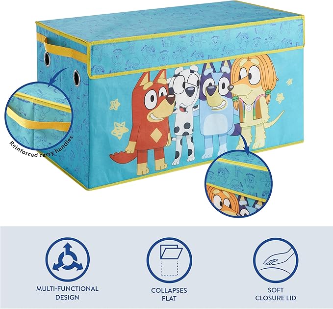 Bluey Collapsible Storage Trunk Durable Fabric Chest with Soft Lid, 28.5"x14.5"x16",Kids Room Organizer