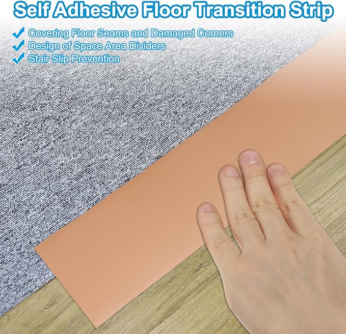 PATIKIL Self Adhesive Floor Transition Strip 3 in x 6.6 Ft, Vinyl Laminate Floor Flat Divider for Joining Floor Gaps Doorways Carpet Cover Floor Tiles Brown