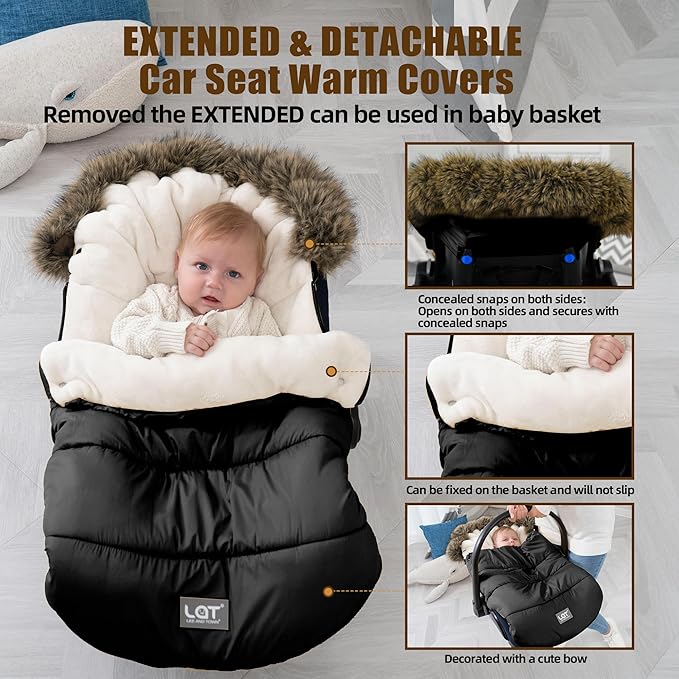 LAT Baby Warm Bunting Bag Universal,Extended and Removable,Stroller Sleeping Bag Cold Weather,Waterproof Toddler Footmuff