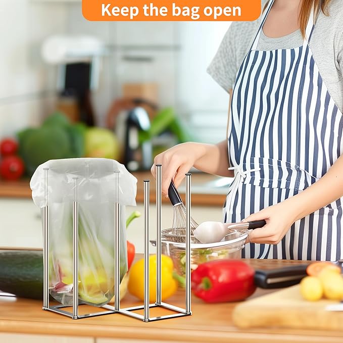 KORRTFID Foldable Bottle Drying Rack, Baby Bottle Drying Rack, Collapsible Cup Draining Holder, Retractable Reusable Storage Bag Dryer with Non-Slip Bottom - Stainless Steels (Silver)
