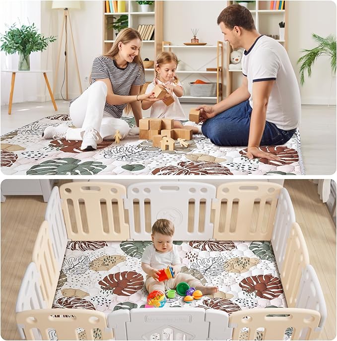 FLAGAV Baby Play Mat for Infants and Toddlers, Machine Washable, 50" x 50" Playmat, Soft Cushioned Floor Mat for Crawling, Tummy Time