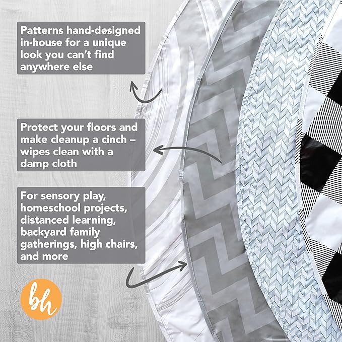 BooginHead SplatMat 52" Extra Large Waterproof Floor Mat for Under High Chair, Marble Swirl