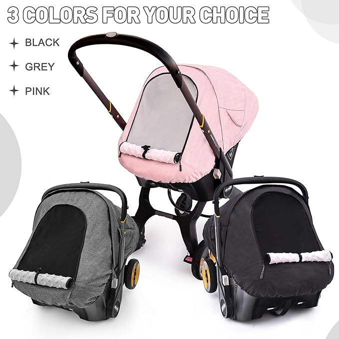 Waterproof Baby Car Seat Cover Compatible with Doona Car Seat and Stroller,Patented Windproof Car Seat Canopy for Girls, Keeps Babies Warm and Coz(Pink)