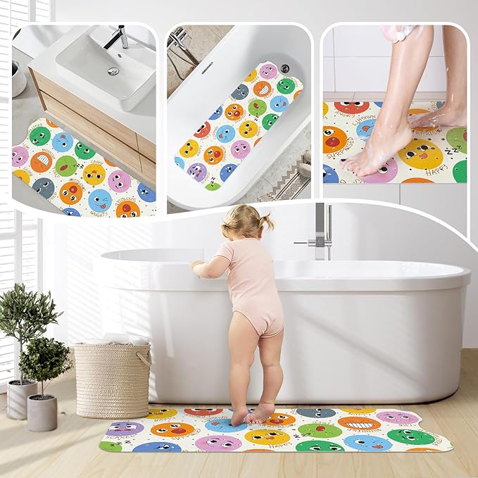 SHUCHING Baby Bath Mat for Tub Non Slip-40 X 16Inch, Kids Bathtub Mat Anti Slip, Toddler Long Shower Mat for Bathroom Mold Free, Machine Washable