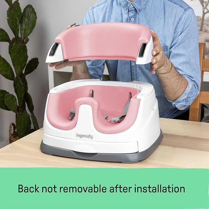 Ingenuity Baby Base 2-in-1 Booster Feeding and Floor Seat with Self-Storing Tray - Peony