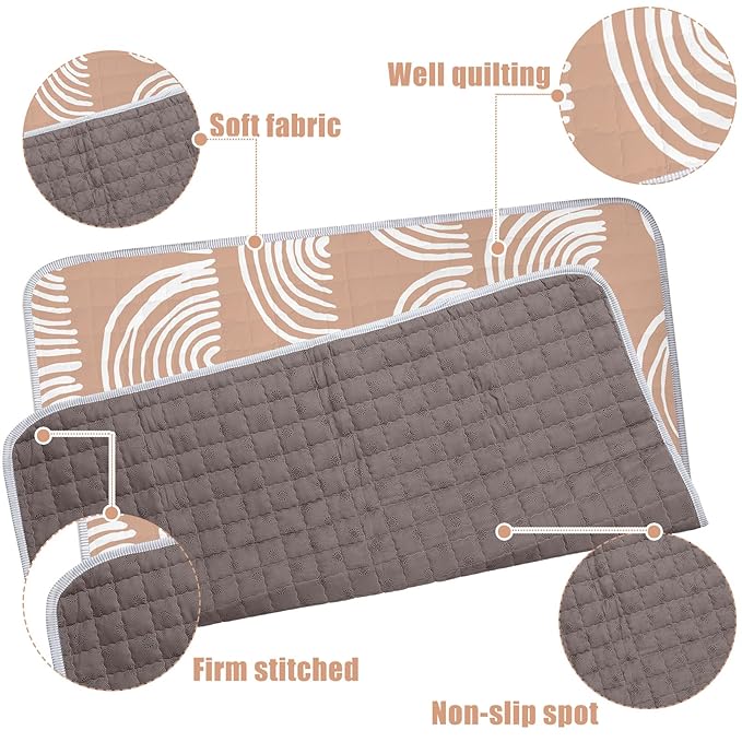 Funtery 43 x 43 Inch Boho Baby Play Mat Portable Crawling Washable Foldable Tummy Time Non Slip Baby Floor Large Playpen Mat for Infants Toddlers Floor Playpen Activity(Fresh Rainbow)
