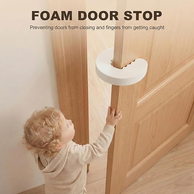 Hoxutym Baby Proofing Kit, 45 Pack Child Safety Pack – Cabinet & Drawer Locks, Corner Guards, Outlet Covers, Universal Safety Straps, Sliding Cabinet Locks, Door Stopper，Keep Your Child Safe at Home