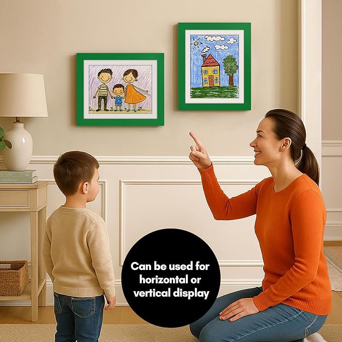 Americanflat Kids Artwork Frame Changeable (Shamrock Green) - Magnetic Door Holds 100 Art Pieces - 8.5x11 Letter Size Display with Mat or 10x12.5 Without Mat - My Mini Masterpiece