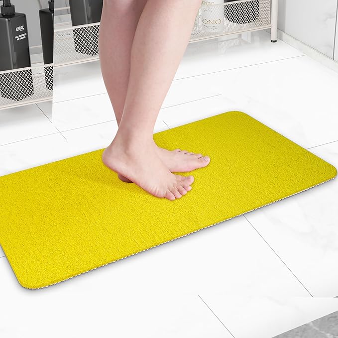 Hargiis Non-Slip Bathtub Mat, Anti Slip Shower Mat, Fast Drying Bathtub Mats, Foot Scrubber Mat, Anti Slip Mat for Tub, Floor, Bathroom, Kitchen, Home, Hotel (Yellow 40"×16")