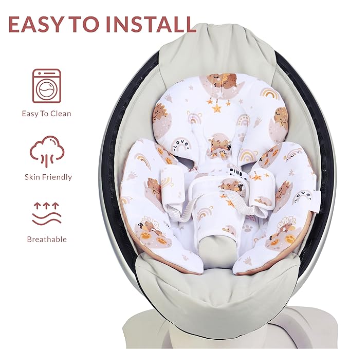 Generic Infant Car Seat Insert Compatible with Mamaroo Swing & Graco Swing and Infant Car Seat, Newborn Insert Baby Head Body Support, Reversible Design, Breathable Soft Fabric, 1Pcs - Dinosaur