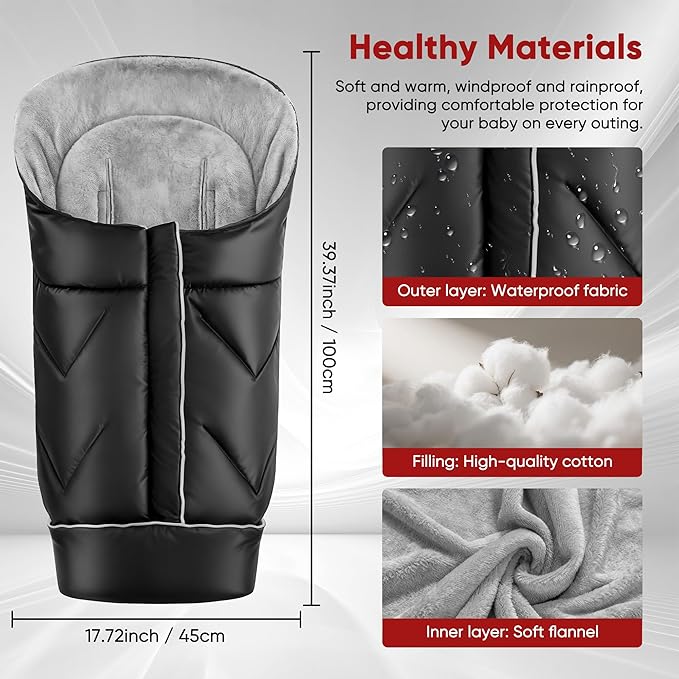 Universal Stroller Blanket & Stroller Footmuff,Water-Repellent Bunting Bag for Babies,Toddlers and Kids,Zipper Footmuff for Stroller,Stroller Winter Cover Warm Baby Sleeping Bag