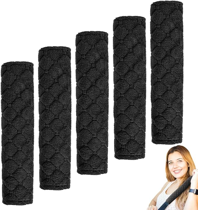 WSSROGY 5 Pack Soft Comfort Car Seatbelt Cover Protector Pads Strap for Protecting Neck and Shoulder (Black)