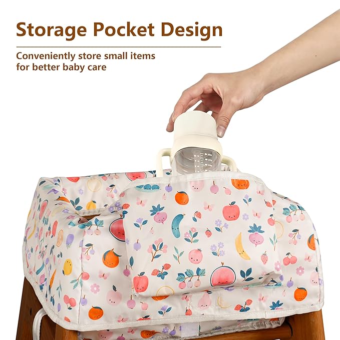 High Chair Cover for Baby Restaurant: Sprouterie Baby High Chair Covers for Restaurant Highchair with Safety Harness Stain and Slip Resistant Waterproof Portable for Outdoor Indoor Eating (White)