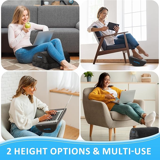 StepLively Foot Rest for Under Desk at Work, Comfortable Foot Stool with 2 Adjustable Heights, Footrest with Washable Cover, for Back & Hip Pain Relief, Suitable for Office, Home and Car (Grey)