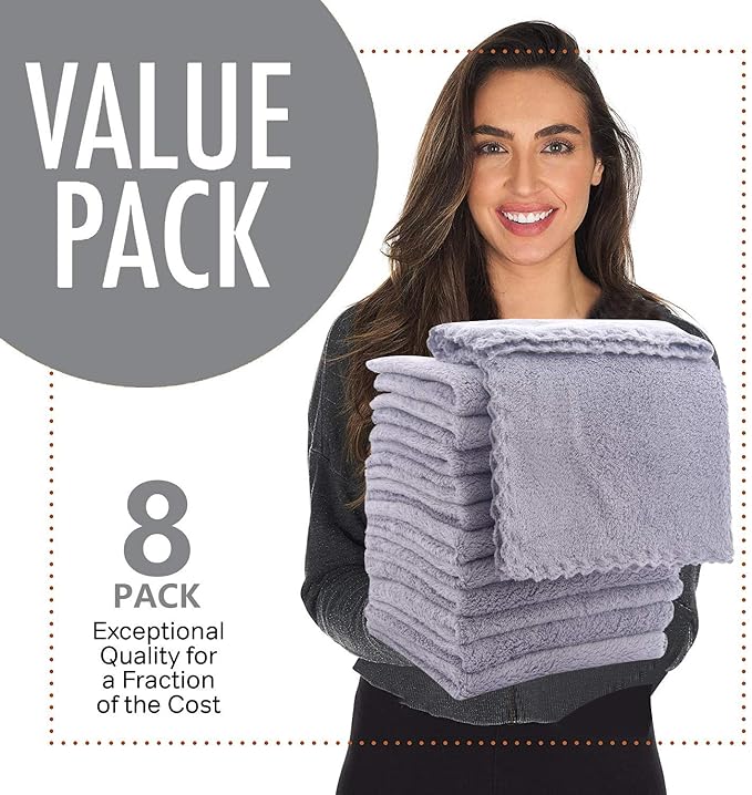 Spotted Play 8 Pack Burp Cloths for Baby - 20" by 10" Ultra Absorbent Burping Cloth, Hand Washcloths, Newborn Towel - Milk Spit Up Rags - Burpy Cloths for Unisex, Boy, Girl - Burp Cloths Set (Grey)