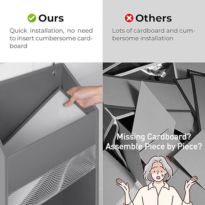 GRANNY SAYS Over The Door Organizer, 4-Shelf Behind The Door Storage with 6 Pockets, Waterproof 300D Oxford Fabric Hanging Organizer, Anti Tilt 35lb Load Hanging Shelf for Nursery, Bathroom, Grey