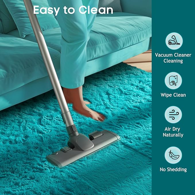 Ophanie Area Rugs for Bedroom Living Room,Color Teal,Size 4' x 6',Shape Rectangular