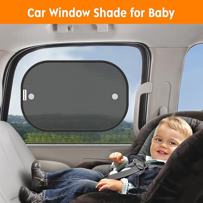[2025 Upgraded] Car Shades for Side Windows 19"x12"(4 Pack),Sun Shade for Window with 8 Suction Cups,Car Window Shades Can Blocks 99.98% UVR,Window Shade for Baby
