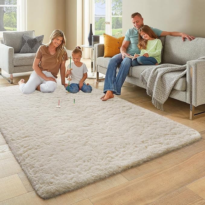 Ophanie Area Rugs for Bedroom Living Room,Color 2- Ivory,Size 7' x 10',Shape Rectangular