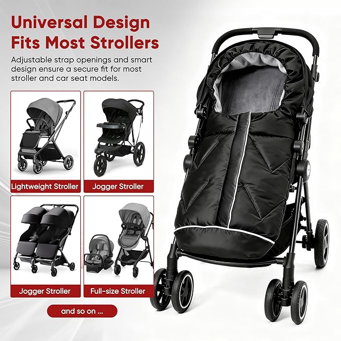 Universal Stroller Blanket & Stroller Footmuff,Water-Repellent Bunting Bag for Babies,Toddlers and Kids,Zipper Footmuff for Stroller,Stroller Winter Cover Warm Baby Sleeping Bag