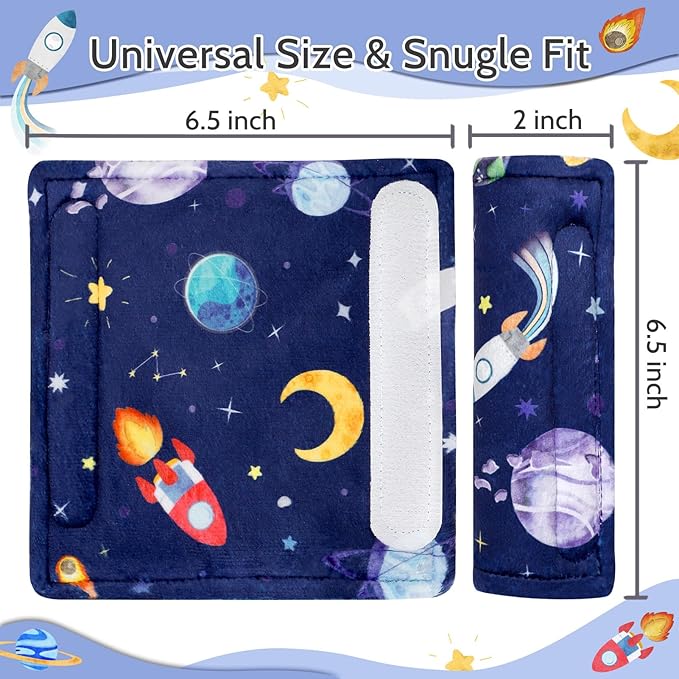 Baby Car Seat Strap Cover 2 Pack Outer Space Car Seat Straps Shoulder Pads, Seat Belt Cushions Pads for Infant Car Seats, Stroller, Pushchair