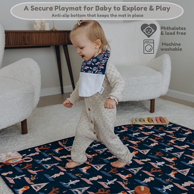 55"x55"Jumbo Thick 4-Layer Baby Splat Mat for Under High Chair, Large Heavy Duty Waterproof Spill Mat, Washable, Extra Anti-Slip Floor Protector for Arts,Crafts,Mess Mat