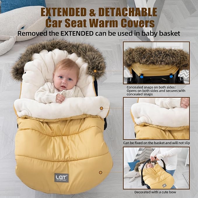LAT Baby Warm Bunting Bag Universal,Extended and Removable,Stroller Sleeping Bag Cold Weather,Waterproof Toddler Footmuff