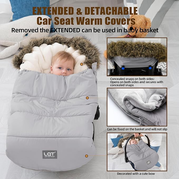 LAT Baby Warm Bunting Bag Universal,Extended and Removable,Stroller Sleeping Bag Cold Weather,Waterproof Toddler Footmuff