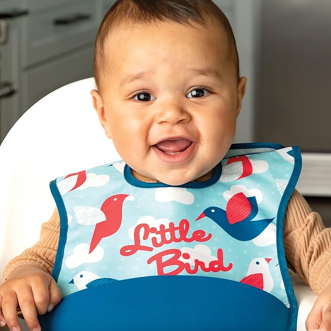 Tiny Twinkle Silicone Pocket Bibs - Waterproof, Food Catching, Mess-Proof Bibs for 6-24 Months Baby Boy and Girl, Toddlers