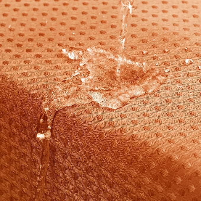 MitoVilla Orange Waffle Fabric Shower Curtain, Heavy Waffle Weave Textured Shower Curtains for Modern Luxury Bathroom Decor, Weighted Hotel Spa Shower Curtain, 72 x 72, Burnt Orange